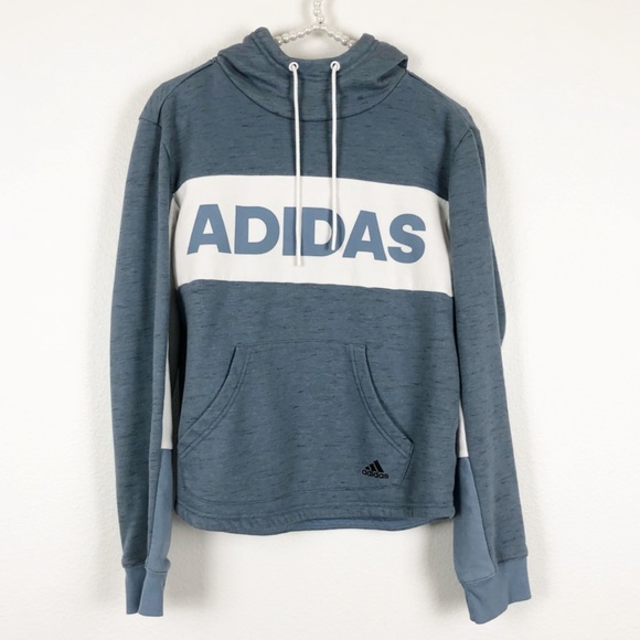 adidas Tops - Adidas Blue Cowl Neck Sweatshirt Hoodie Small